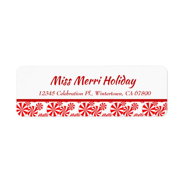 Red White Peppermint Editable Return Address (Vorne)