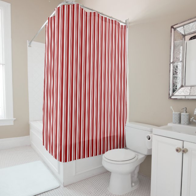 Red White Peppermint Stripe Design Duschvorhang (Beispiel)
