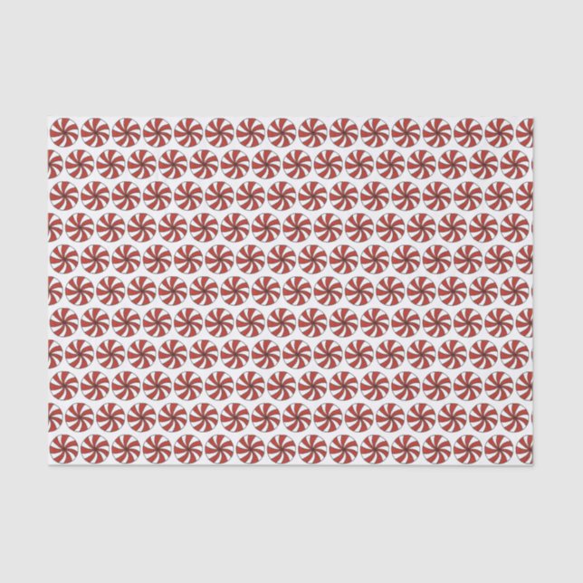 Red White Peppermint Swirl Mint Candy Weihnachten Seidenpapier (Vorderseite)