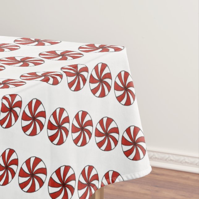 Red White Peppermint Swirl Mint Candy Weihnachten Tischdecke (Beispiel)