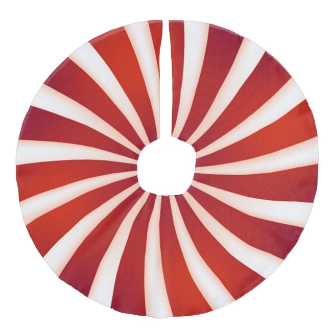 Red White Peppermint Swirl Weihnachtsbaumrock Leinenimitat Weihnachtsbaumdecke (Vorderseite)