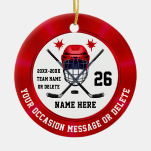Red White Personalisiert, Hockey Weihnachtsschmuck