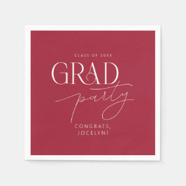 Red White Personalisiert Minimalistisch Grad Party Serviette