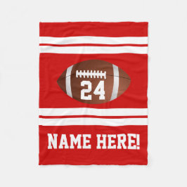 Red White Personalisiert Name Team Colors Football Fleecedecke