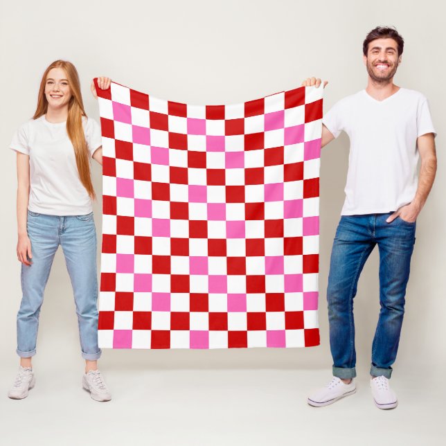 Red White Pink Checkered Pattern Design  Fleecedecke (Beispiel)