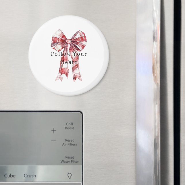 Red White Plaid Stripes Bow   Magnet (In Situ (Kühlschrank))