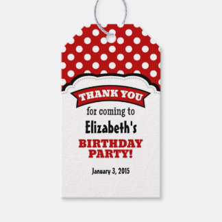 Red White Polka Dot Birthday Danke Tags Geschenkanhänger