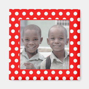 Red White Polka Dot Foto Frame Magnet
