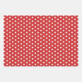 Red White Polka Dot Geschenkpapier Set