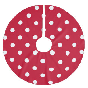 Red & White Polka Dot Polyester Weihnachtsbaumdecke