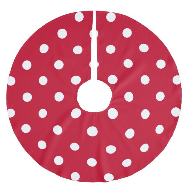 Red & White Polka Dot Polyester Weihnachtsbaumdecke (Vorderseite)