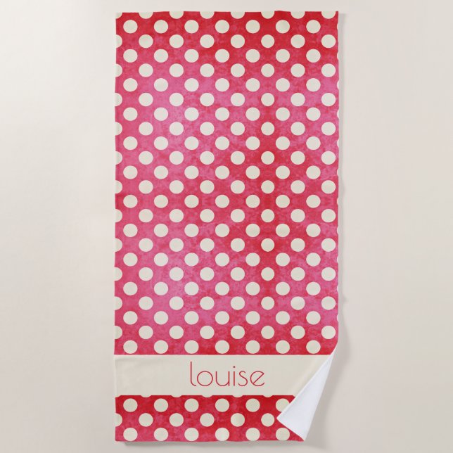 Red White Polka Dot Strandtuch (Vorderseite)