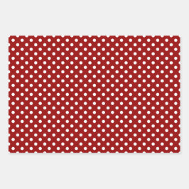 Red White Polka Dot Stropes Geschenkpapier Set