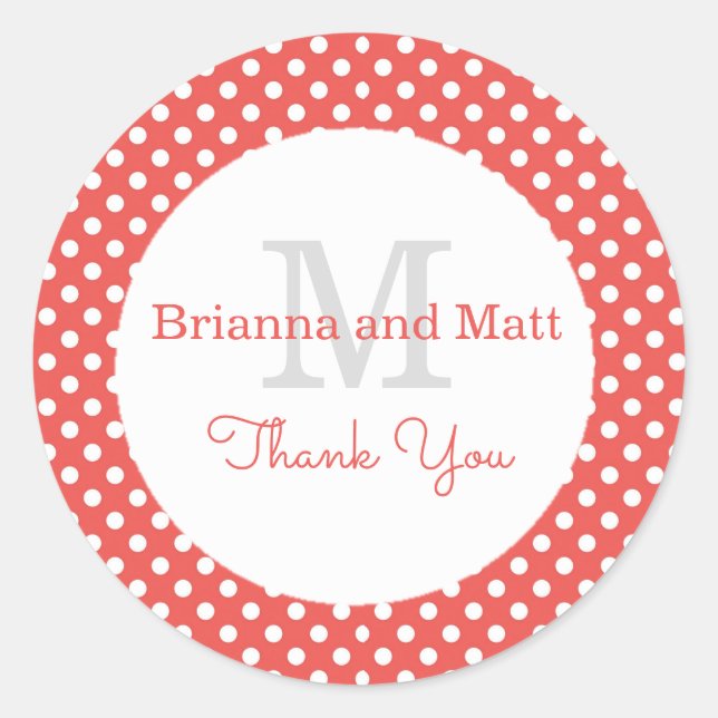 Red & White Polka Dot Wedding Cake Box Siegel Runder Aufkleber (Vorderseite)