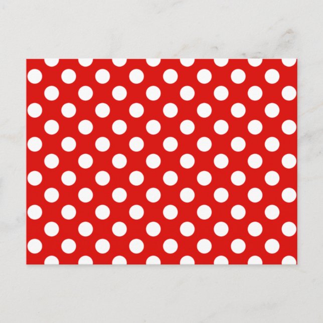 Red & White Polka Dot Wedding RSVP Postcard Einladungspostkarte (Vorderseite)