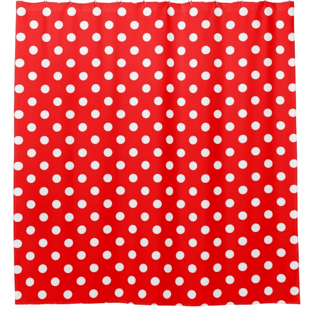 Red White Polka Dots Design Duschvorhang (Vorderseite)