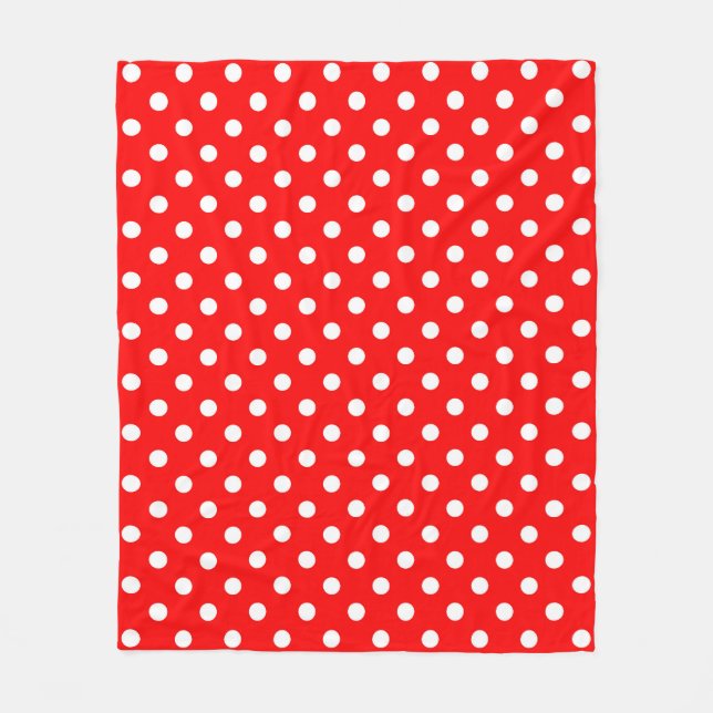 Red White Polka Dots Design Fleecedecke (Vorderseite)