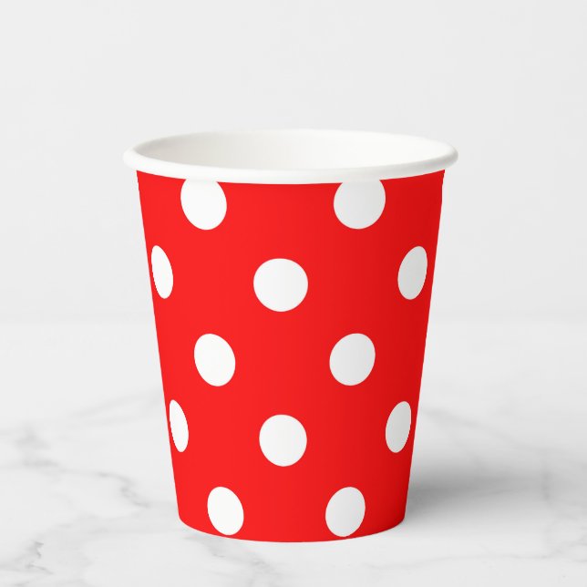 Red White Polka Dots Design Pappbecher (Vorderseite)