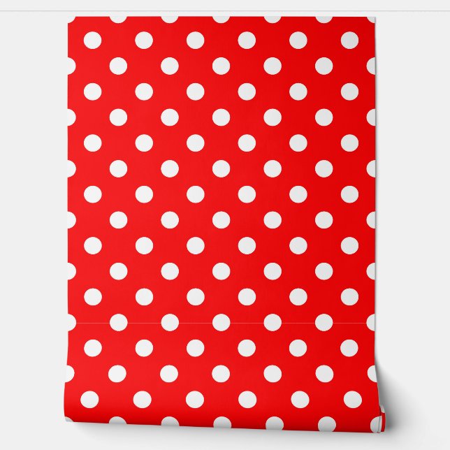 Red White Polka Dots Design Tapete (Abrollen)