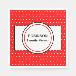 Red White Polka Dots Family Picnic Serviette