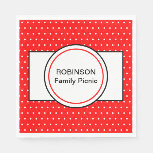 Red White Polka Dots Family Picnic Serviette