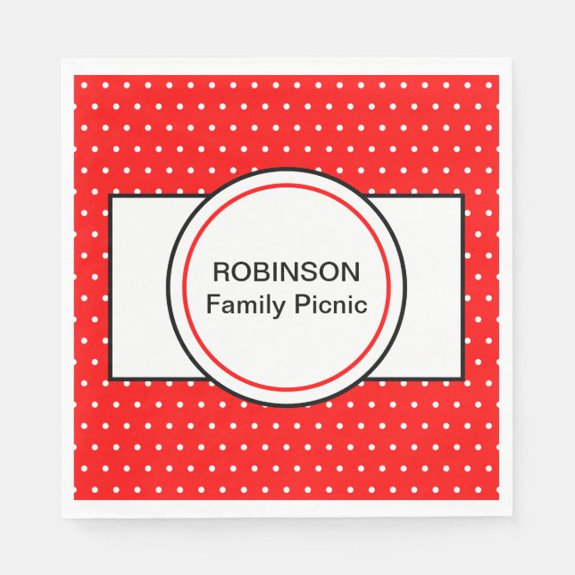 Red White Polka Dots Family Picnic Serviette (Vorderseite)