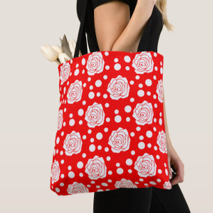 Red White Polka Dots Floral Illustration Design