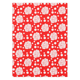 Red White Polka Dots Floral Illustration Design Tischdecke