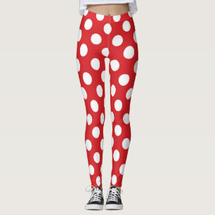 Red & White Polka Dots Geburtstagsparty Leggings