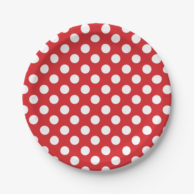 Red & White Polka Dots Geburtstagsparty Pappteller (Vorderseite)