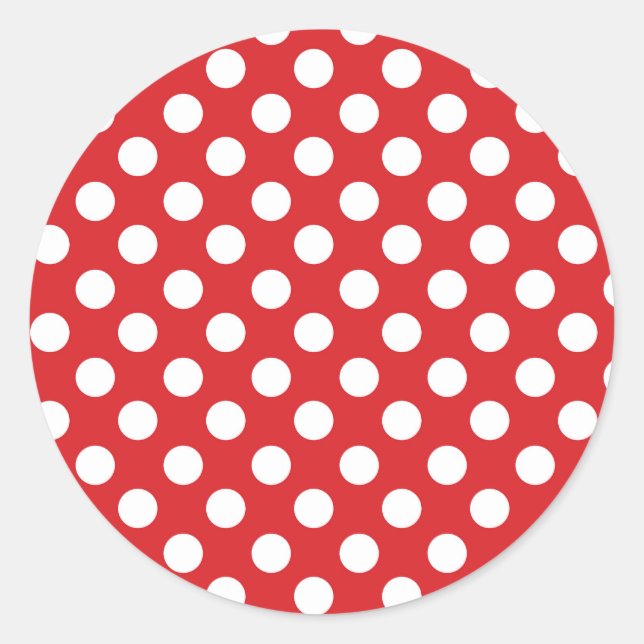 Red & White Polka Dots Geburtstagsparty Runder Aufkleber (Vorderseite)