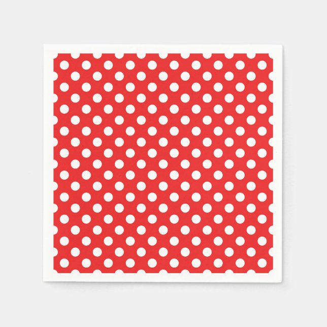 Red & White Polka Dots Geburtstagsparty Serviette (Vorderseite)