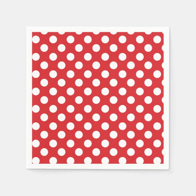 Red & White Polka Dots Geburtstagsparty Serviette (Vorderseite)
