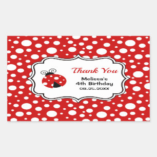 Red White Polka Dots Ladybug Frame Kindergeburtsta Rechteckiger Aufkleber