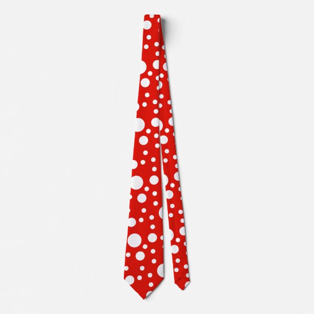 Red White Polka Dots Spot Krawatte (Vorderseite)