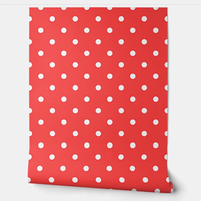Red White Polka Dots Tapete (Abrollen)
