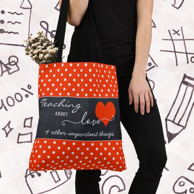 Red White Polka Dots Teacher Tote Bag (Von Creator hochgeladen)
