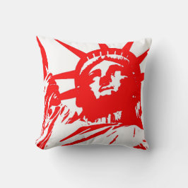 Red White Pop Art Statue of Liberty Throw Kissen