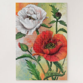 Red White Poppies Jigsaw Puzzle Malerei