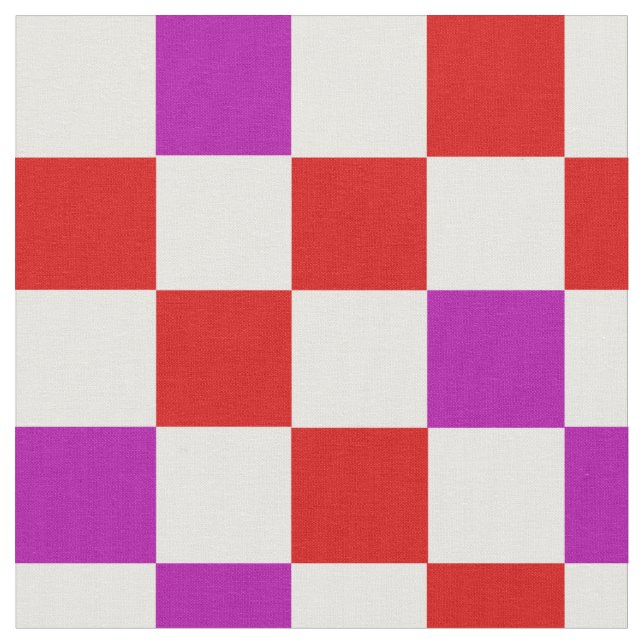Red White Purple Checkered Pattern Design  Stoff (Nahaufnahme)