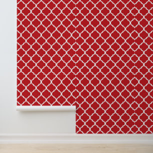 Red White Quatrefoil Tapete