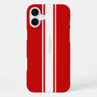 Red White Racing Stripes Gold Mit Monogramm
