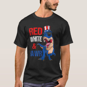 Red White & Rawr Dinosaur Rex American Flag Juli T-Shirt