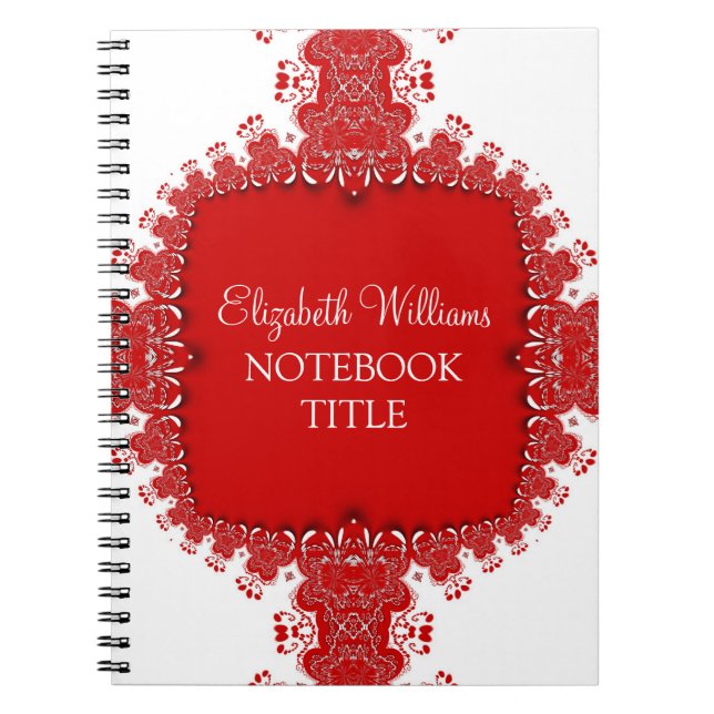 Red White Regal Decor Lace Notebook Notizblock (Vorderseite)