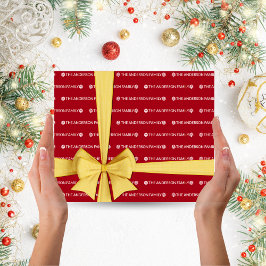 Red White Repetier Family Name Muster Weihnachten Geschenkpapier Set