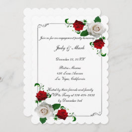 Red & White Roses Christmas Engagement Party Einladung
