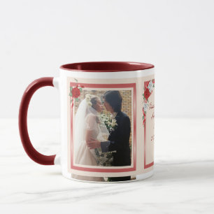 Red & White Roses Paare Ringer Tasse