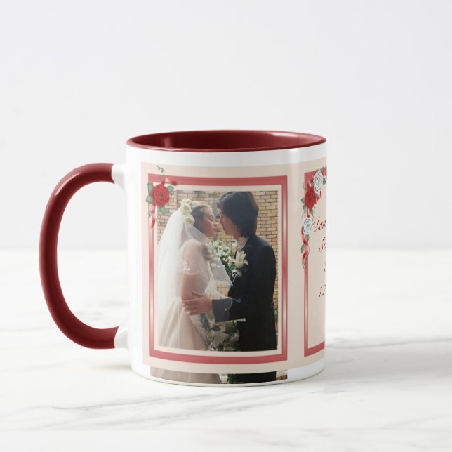 Red & White Roses Paare Ringer Tasse (Links)