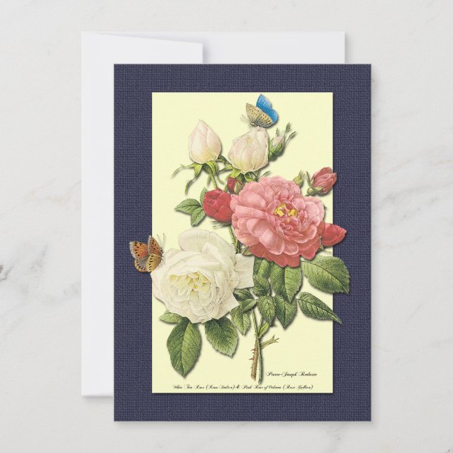 Red White Roses und Butterfly Custom Einladungen (Vorderseite)