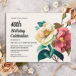 Red White Roses Women's 40. Geburtstag Einladungspostkarte<br><div class="desc">Schöne rot-weiße Rose Frauen 40. Geburtstag Party Einladung Postkarte. Text ist vollständig anpassbar,  sodass diese Karte für jedes Alter entworfen werden kann. Kontaktieren Sie uns für Hilfe bei der Anpassung oder der Anpassung von Produkten.</div>